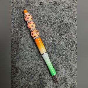 Luxury Inspired Orange and Green Beaded Pen